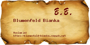 Blumenfeld Bianka névjegykártya